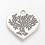 Сплавочные подвески тибетского стиля, без кадмия и без свинца, Сердце с деревом