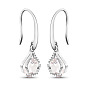 Luxury Brass Dangle Earrings, Pentagon with AAA Cubic Zirconia, 28mm, Pin: 1x0.7mm