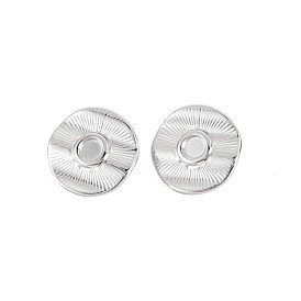 304 Stainless Steel Stud Earring Findings, Earring Setting for Enamel, with Ear Nuts, Flat Round