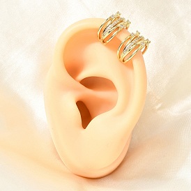Brass Micro Pave Cubic Zirconia Cuff Earrings for Women, Rack Plating, Long-Lasting Plated, Cadmium Free & Lead Free, Real 18K Gold Plated