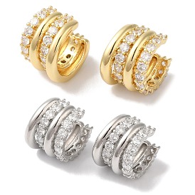Brass Micro Pave Cubic Zirconia Cuff Earrings, Ring