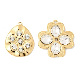 304 Подвески из нержавеющей стали и хрустальных стразов, золотые