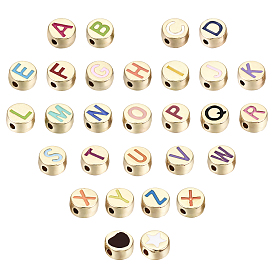 Бисера эмали сплава, без кадмия и без свинца, плоский круглый с начальными буквами, золотой свет