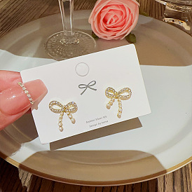 925 Silver Pearl Butterfly Knot Earrings for Women, Minimalist and Elegant Jewelry
