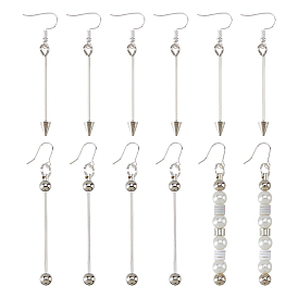 6 pares 3 estilos de aretes colgantes de aleación, con ganchos de plata esterlina y barra, adornos colgantes con cuentas para la fabricación de joyas y manualidades.