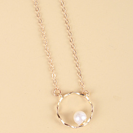 Geometric Pearl Necklace - Minimalist, Chic, Trendy, Sophisticated, Collarbone Chain.