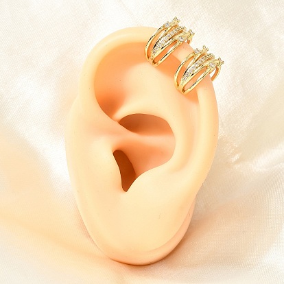Brass Micro Pave Cubic Zirconia Cuff Earrings for Women, Rack Plating, Long-Lasting Plated, Cadmium Free & Lead Free, Real 18K Gold Plated