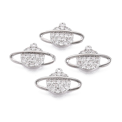 Micro cuivres ouvrent pendentifs zircone cubique, Platine plaqué, charmes de la planète, charmes de l'espace de l'univers