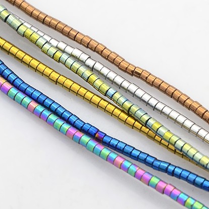 Galvanisieren unmagnetische synthetischen Hämatit Säule Perlen Stränge, 1x1.2 mm, Bohrung: 0.5 mm, ca. 350 Stk. / Strang, 15.7 Zoll