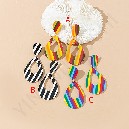 Colorful Acrylic Retro Hong Kong Style Earrings, Fashionable and Versatile.