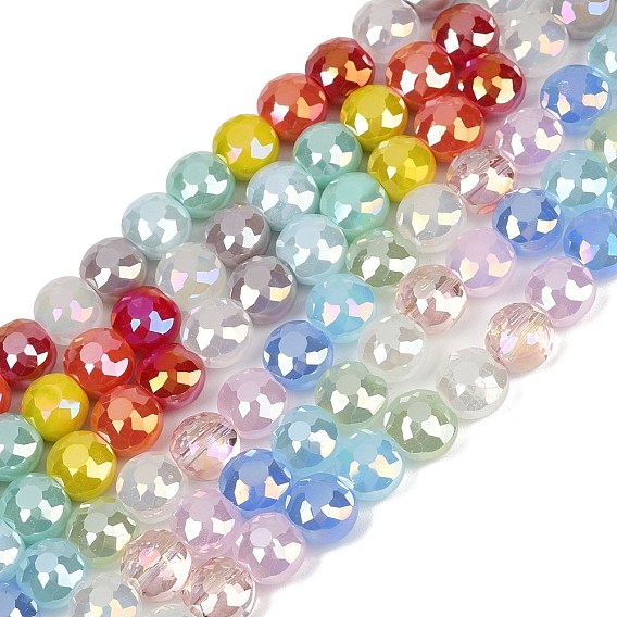 Стеклянные бусины с гальваническим покрытием , рондель, граненые