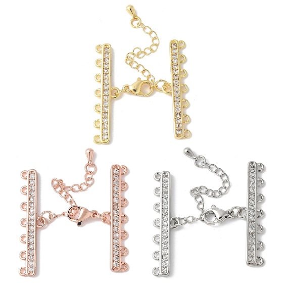 Удлинитель цепи из латуни с прозрачным кубическим цирконием, стойки покрытие, долговечный, без свинца и без кадмия, прямоугольные