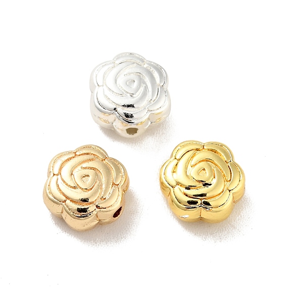 Rack Plating Alloy Beads, Long-Lasting Plated, Cadmium Free & Lead Free, Rose