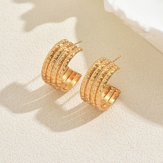 Многослойные серьги-гвоздики из нержавеющей стали в форме буквы С