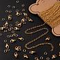 Kits de fabrication de bijoux diy, 5m placage sous vide 304 chaînes gourmettes d'extension en acier inoxydable, 50 pcs 304 anneaux de saut ouverts en acier inoxydable et 30 fermoirs pinces de homard