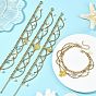 Summer Beach Alloy Sea Animal Charm Anklets, 304 Stainless Steel Chain Tassel Anklets with Natural Larimar Chip, Golden