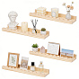 4Pcs Wooden Floating Shelves, Wall Mounted Storage Shelves, Rectangle