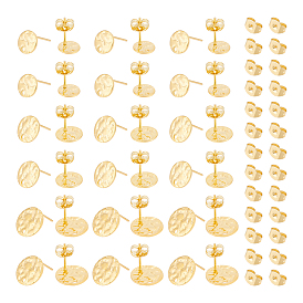 36 шт. 3 стиль 201 плоские круглые серьги-гвоздики из нержавеющей стали, с 304 штифтов из нержавеющей стали