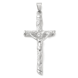 304 Stainless Steel Pendants, with 201 Stainless Steel Pendant Bails, Cross with Jesus