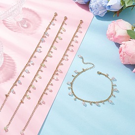 4 шт. 4 стили кошачий глаз круглая кисточка 304 браслеты на ногу из нержавеющей стали витая цепь для женщин, золотые