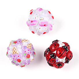 Круглые шарики смолы, с полимерной глиной и горным хрусталем