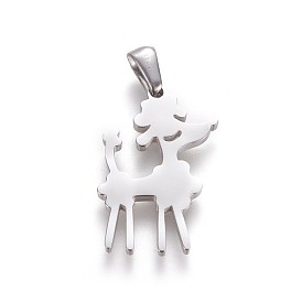 304 Stainless Steel Puppy Pendants, Poodle Dog