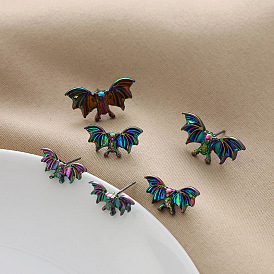 Black Bat Earrings - Vintage Design, Funny Animal Ear Studs.