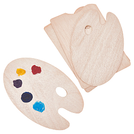 CHGCRAFT 4Pcs 2 Styles Wooden Color Palette, Mixed Shapes