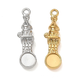 304 Stainless Steel Pendant Cabochon Settings, House Charms, Ion Plating(IP)