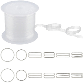 36 шт. 6 количество стилей 9 бюстгальтеры-топы из сплава в форме чашки, крючок для ремня бюстгальтера, застежка для нижнего белья, с 1 рулоном ТПУ пластика прозрачный эластичный ремешок