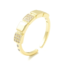 Clear Cubic Zirconia Square Open Cuff Ring for Women, Cadmium Free & Lead Free