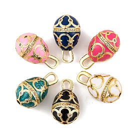 Brass Micro Pave Cubic Zirconia Pendants, with Enamel, Real 18K Gold Plated, Teardrop Charms