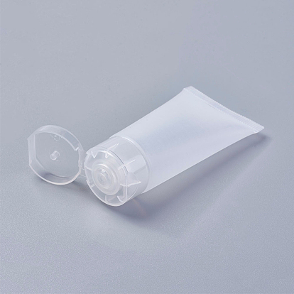 PE Plastic Refillable Flip Top Cap Bottles, with PP Plastic Lids, Travel Portable Squeeze Makeup Hoses, Facial Cleanser Tube, Face Cream Container
