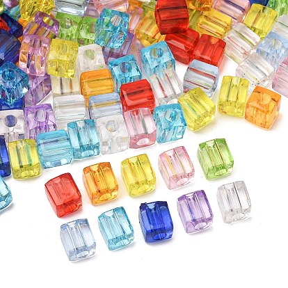 Transparent Acrylic Beads, Cuboid, Faceted