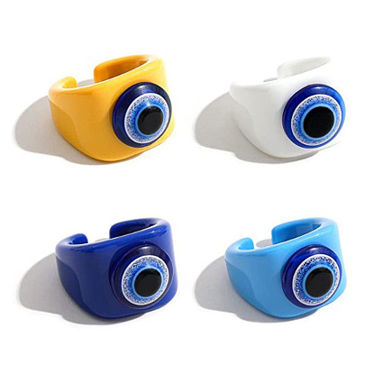 Turkish Blue Eye Resin Ring Jelly Colorful Joint Ring Open Mouth Colored Ring