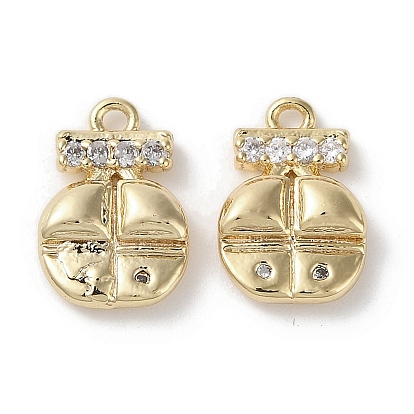 Brass Micro Pave Clear Cubic Zirconia Charms, Cadmium Free & Nickel Free & Lead Free, Bag