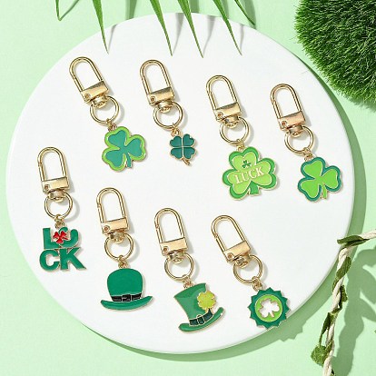 Подвеска с клевером и шляпой в стиле Святого Паркера, эмалированное украшение, Поворотные застежки-брелки для украшения сумок