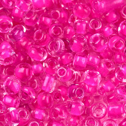 Glass Seed Beads, Transparent Inside Colours, Round Hole, Round