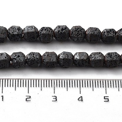Natural Lava Rock Beads Strands, Frosted, Hexagon