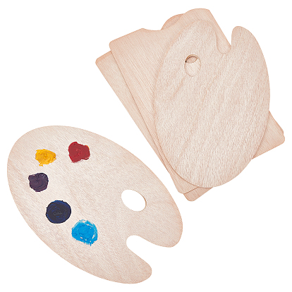 4Pcs 2 Styles Wooden Color Palette, Mixed Shapes
