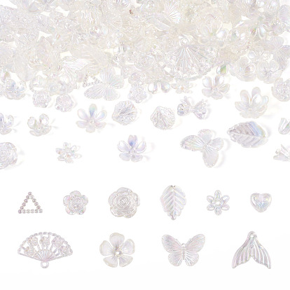 182 шт. 100 г прозрачные акриловые бусины, с покрытием AB цвета, разнообразные