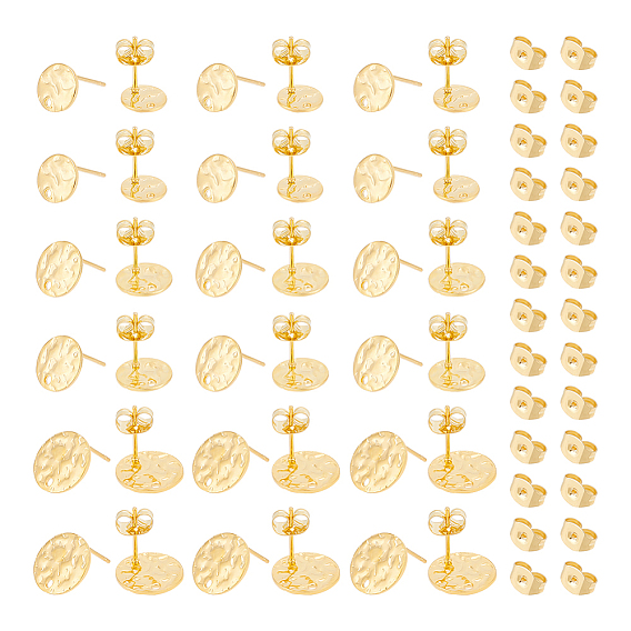 36 шт. 3 стиль 201 плоские круглые серьги-гвоздики из нержавеющей стали, с 304 штифтов из нержавеющей стали