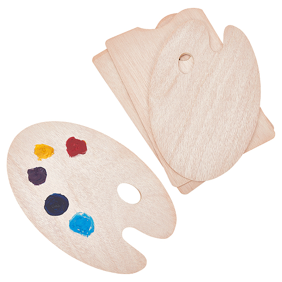 4Pcs 2 Styles Wooden Color Palette, Mixed Shapes
