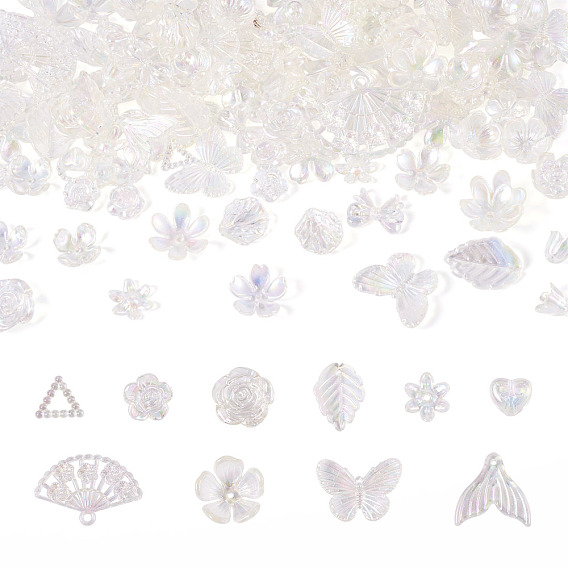 182 шт. 100 г прозрачные акриловые бусины, с покрытием AB цвета, разнообразные