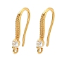 Крючки для сережек из латуни с прозрачным кубическим цирконием, долговечный, без свинца и без кадмия, стойки покрытие, с петлей