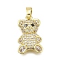 Латунные микро проложить кубического циркония подвески, медведь, долговечный, без свинца и без кадмия, стойки покрытие