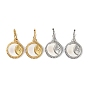Flat Round with Moon 304 Stainless Steel Shell Stud Earrings, Dangle Earrings for Women