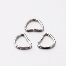 304 треугольные кольца из нержавеющей стали, застежка-молния, для лямки, обвязочные мешки, аксессуары для одежды, 7.5x9.5x1 мм, отверстие : 7.5x5.5 мм