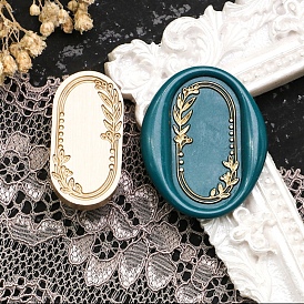 Oval Flower Frame Brass Stamp Heads, for Wax Seal Stamp, Wedding Invitations Making