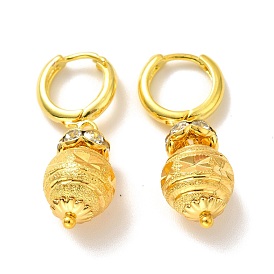 Clear Cubic Zirconia Oval Dangle Hoop Earrings, Brass Jewelry for Women